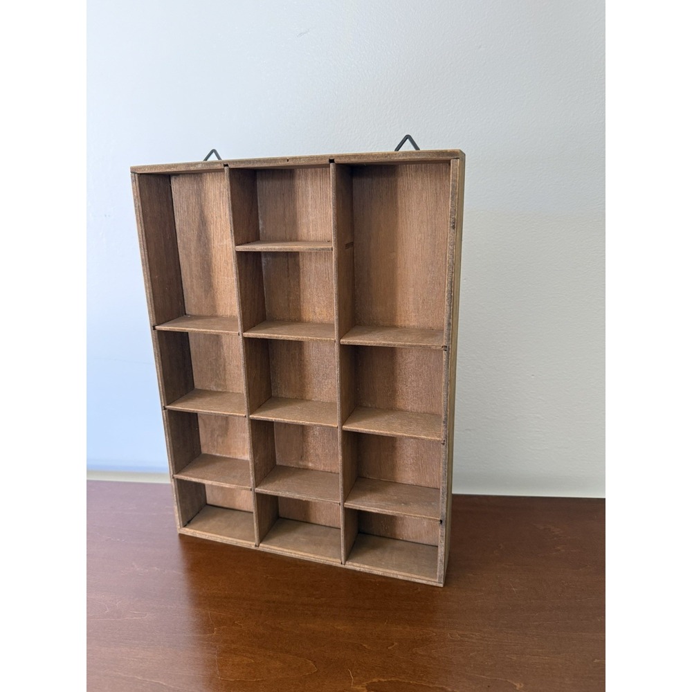 Vintage Wooden Wall Mounted Trinket Display Shelf 13.5" x 10.25"